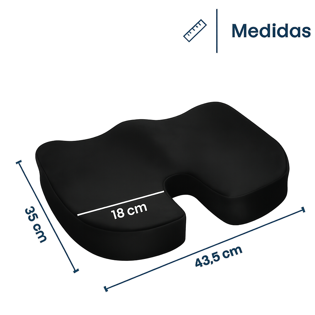 Cojín ergonómico-ortopédico de gel para asiento negro