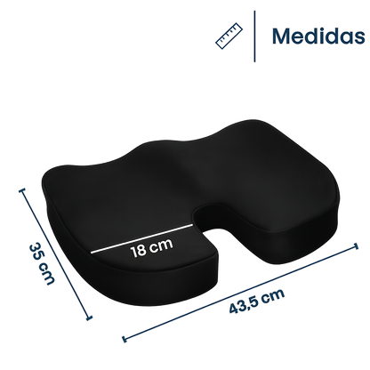 Cojín ergonómico-ortopédico de gel para asiento negro