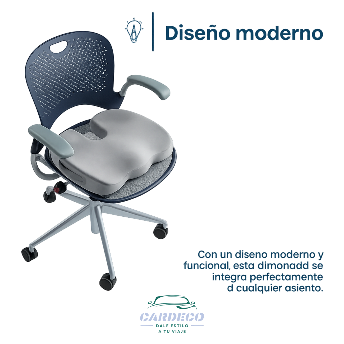 Cojín ergonómico-ortopédico de gel para asiento negro
